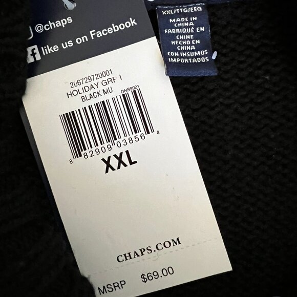 Chaps NEW Men's Skier Sweater In Black & White Size XXL - Picture 14 of 15